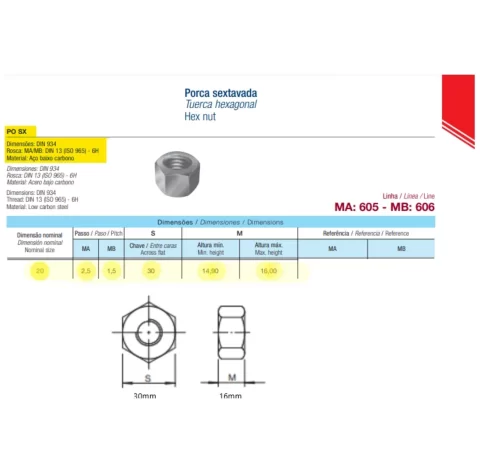PORCA-M20 10 UNIDADES (2)