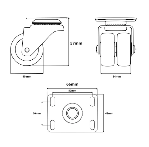 RODIZIO GIRATÓRIO DUPLO 1 5-8 - 4 UNIDADES (2)